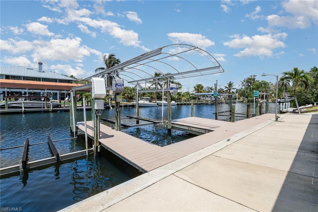 3 lifts on a Composite Dock & Concrete Seawall
