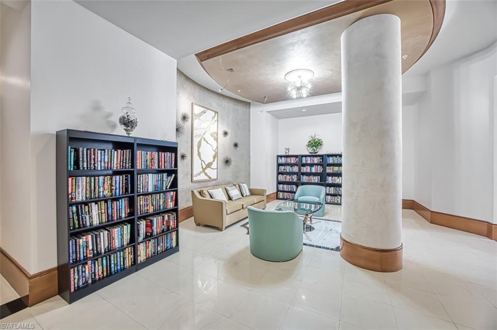 Sitting room with light tile patterned floors