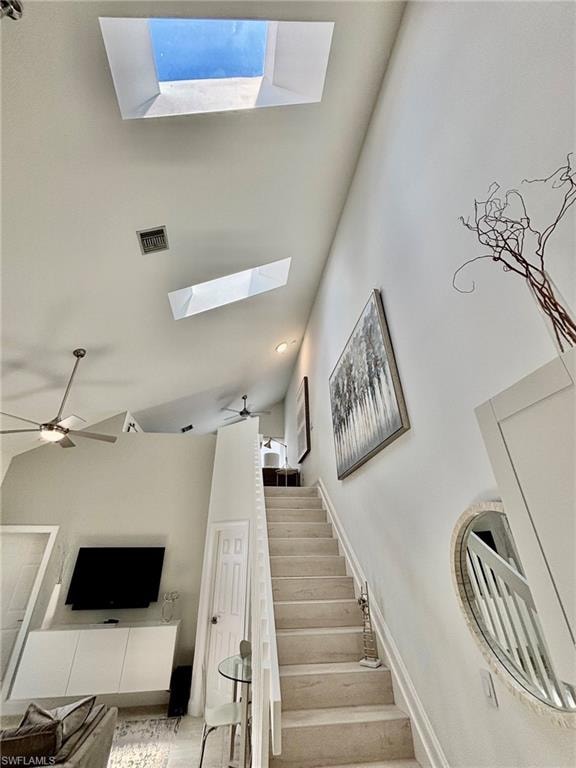 Vaulted ceilings with multiple skylights