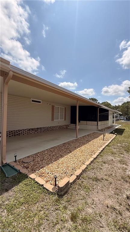 lengthy covered parking/patio
