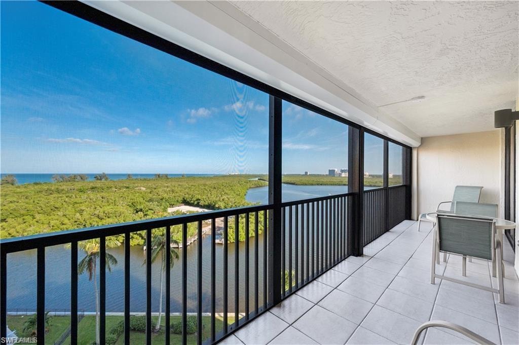 Balcony with a water view