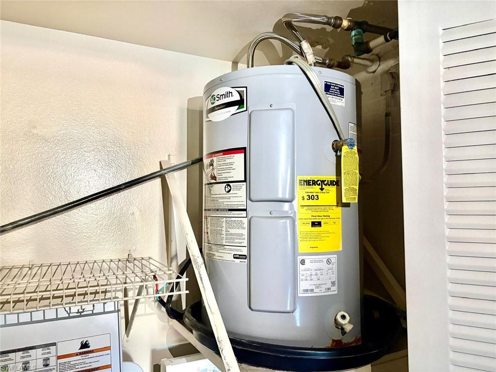 Utility room with electric water heater