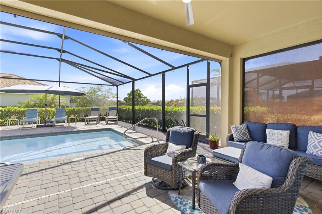 Peaceful backyard with lake views and a quiet, relaxing setting.