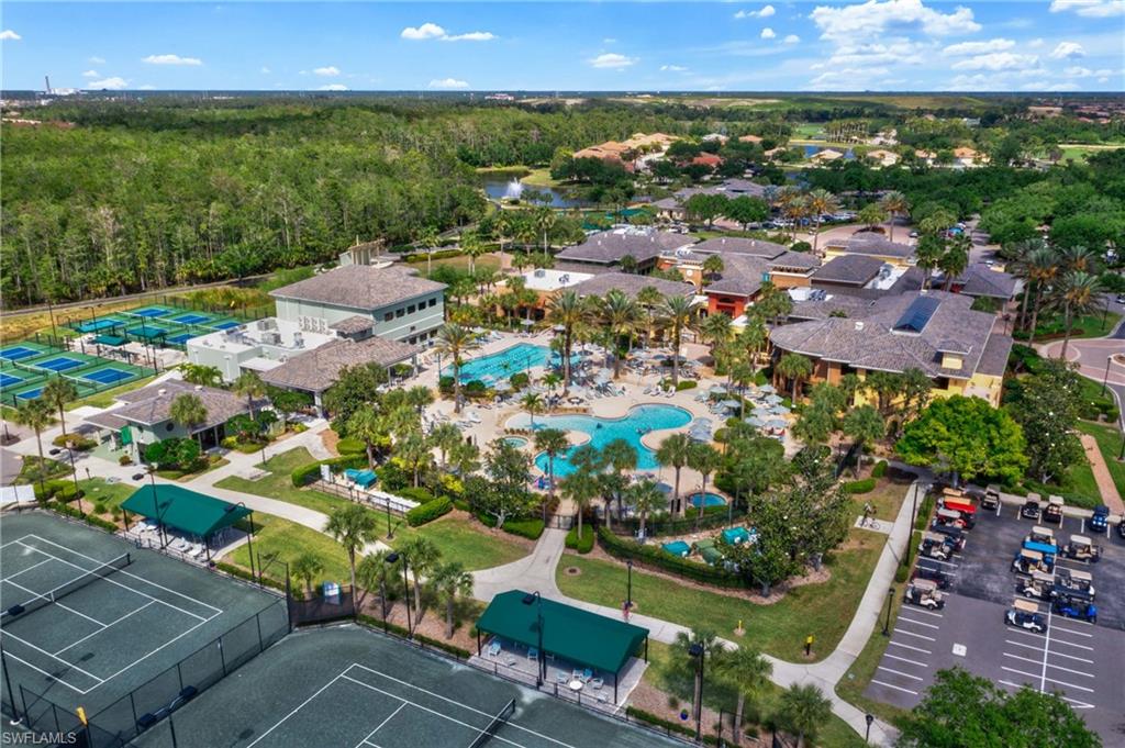 Aerial perspective capturing the vibrant lifestyle amenities and thoughtfully designed community spaces.
