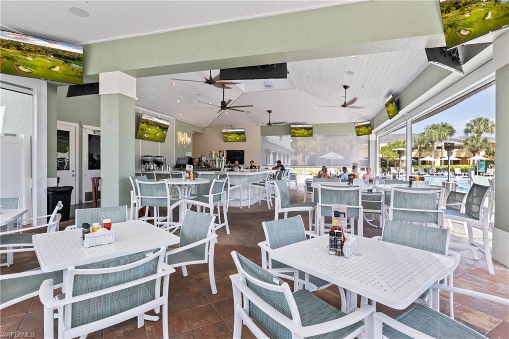 Beautiful clubhouse bar and restaurant featuring casual dining, friendly atmosphere, and convenient on-site service for residents.