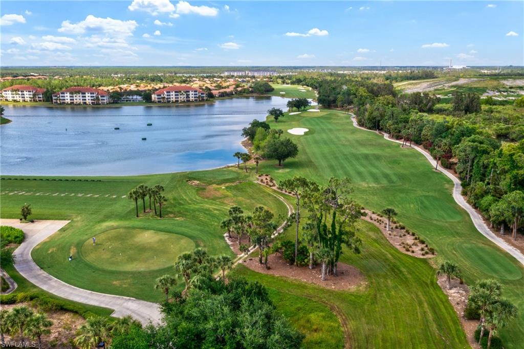 Stunning aerial perspective of the golf course featuring pristine greens and a resort-style Florida setting.