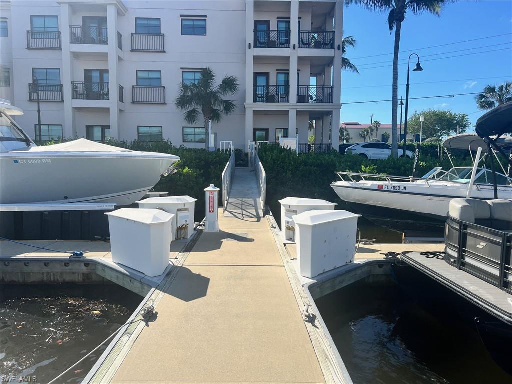 Marina pier with direct building access
