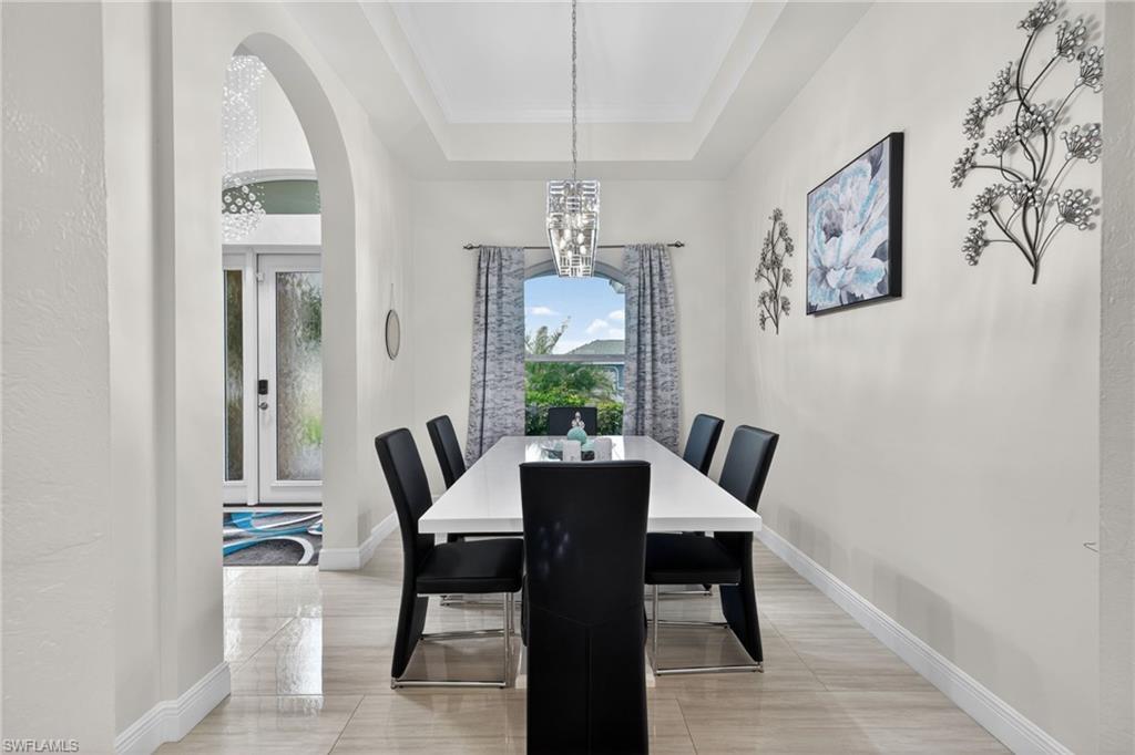 Formal dining area open to living/kitchen area