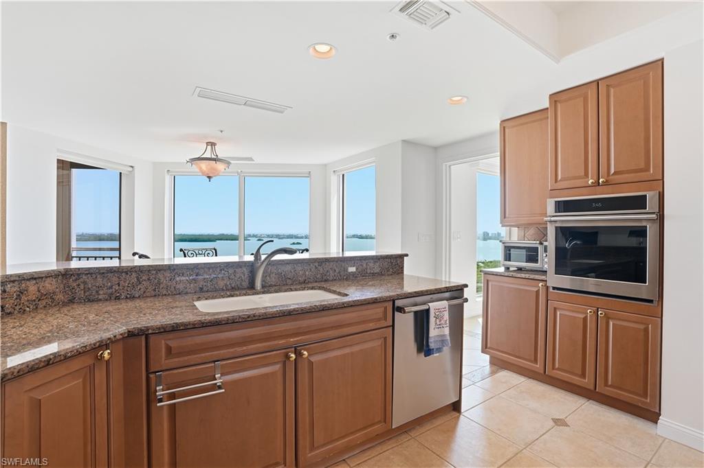 Spectacular views make meal preparation a pleasure.