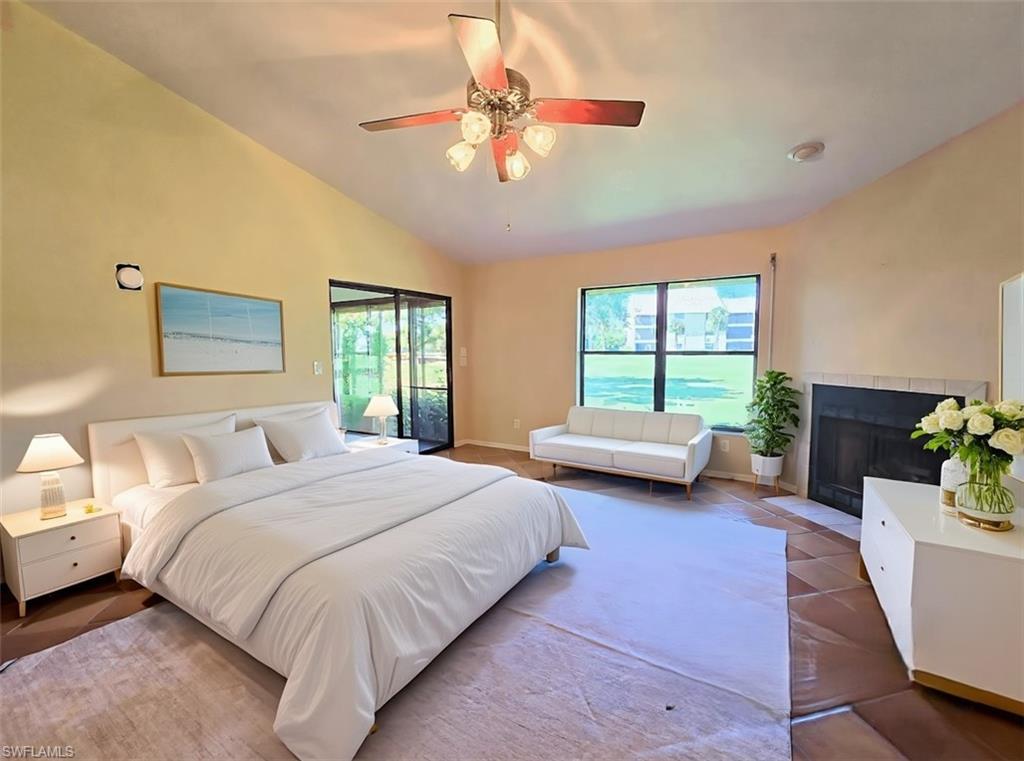 VIRTUALLY STAGED Den as a 3rd Bedroom w/Fireplace & Sliders to Lanai