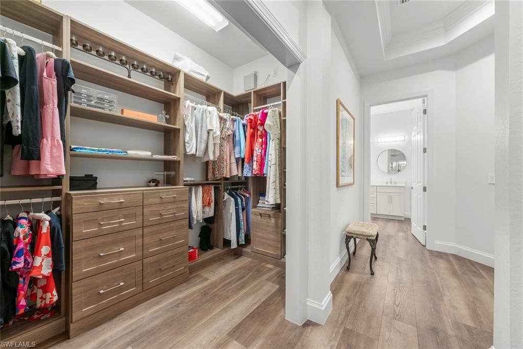 Custom built-in closets in primary bedroom