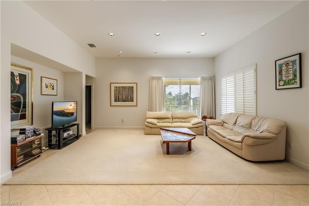 View of tiled living room