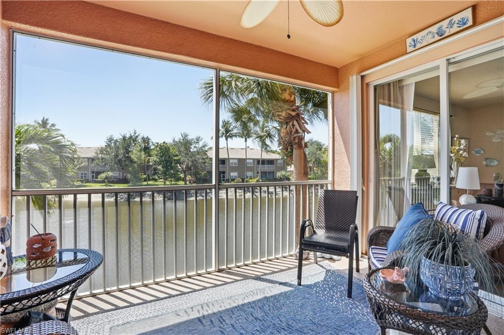 Relax on your private screened lanai overlooking the water and fountain.