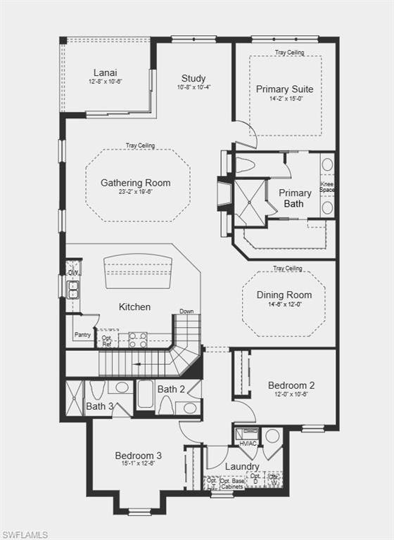 Floor Plan - Additional Highlights Include: impact windows and doors, vaulted ceiling with ample natural lighting, solid surface counters, upgraded cabinets and laminate flooring