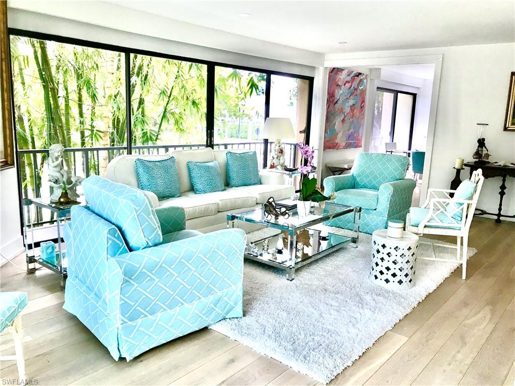 Living area with wood finished floors