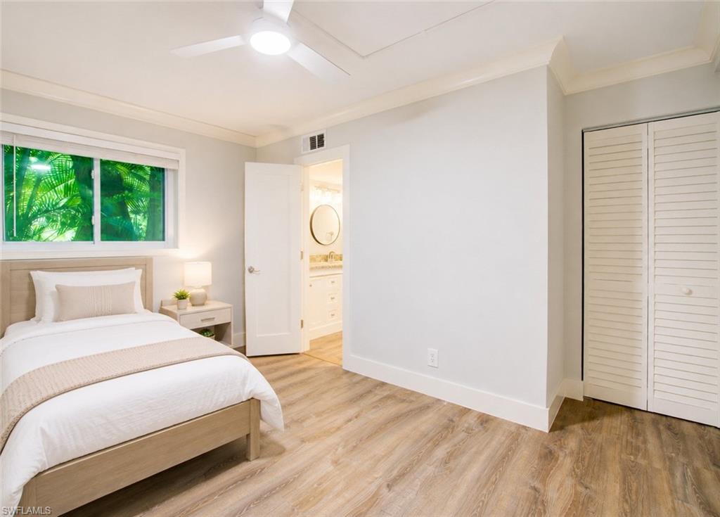 Virtually staged Bedrooms - Fans and closets recently updated