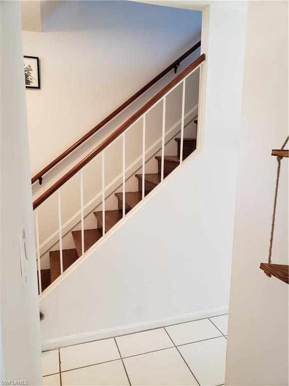 Looking out from kitchen to stairway going up