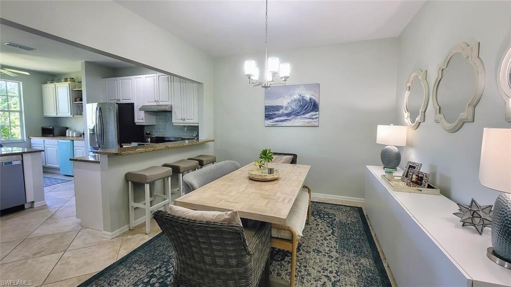 Open kitchen and dining area