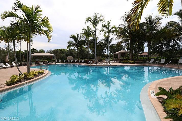 View of swimming pool featuring a gazebo
