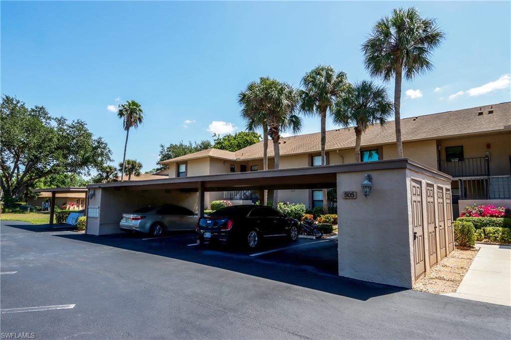 View of covered parking lot