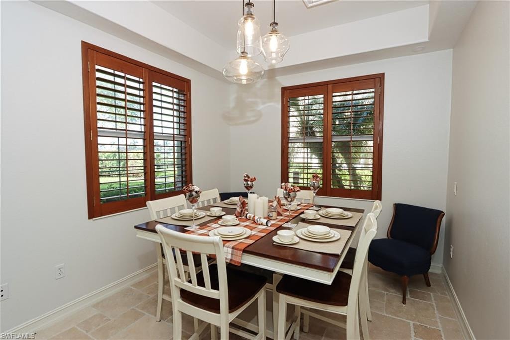 View of tiled dining room