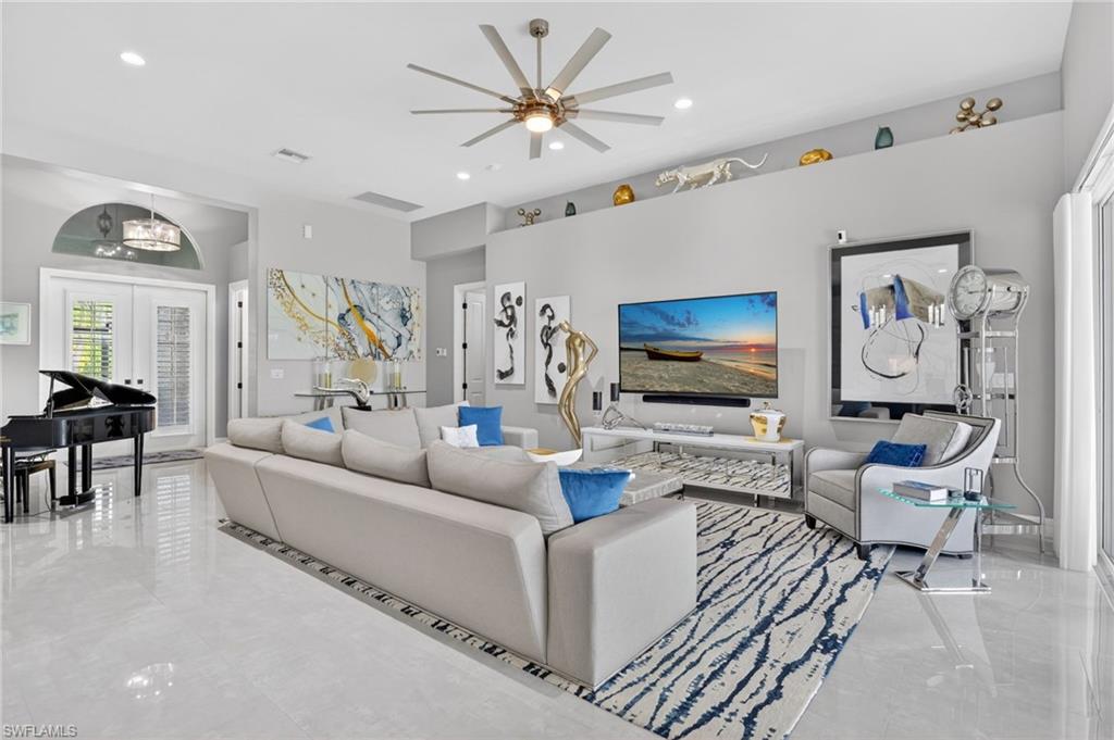 Spacious living area with updated fixtures
