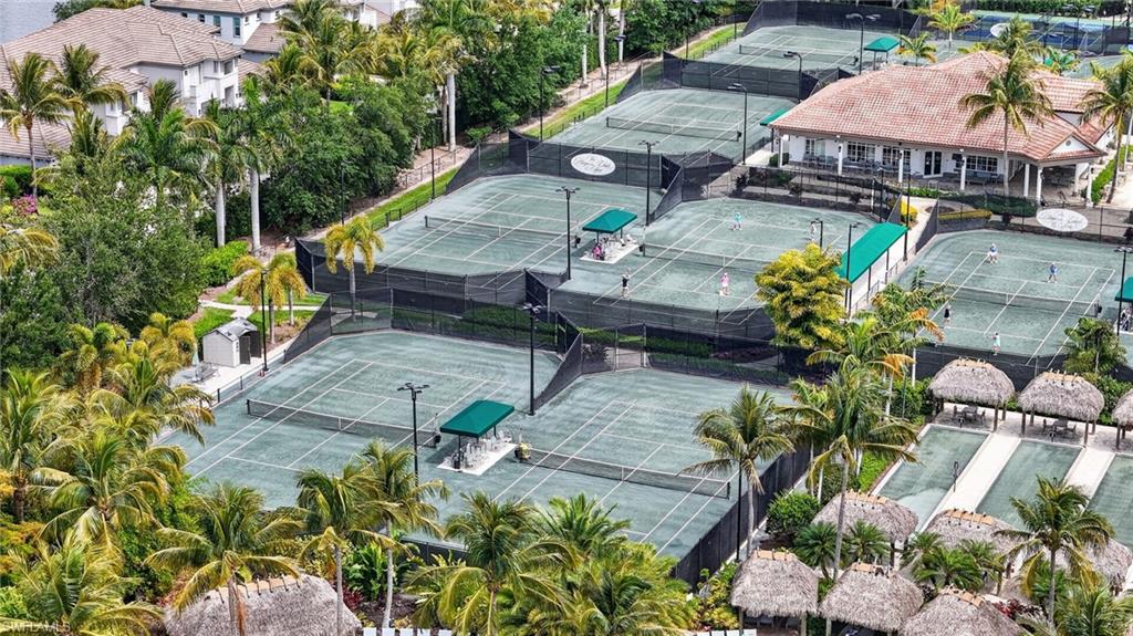 Players Club and Spa extensive recreational facilities featuring tennis, pickleball, bocce and the Courtside Cafe clubhouse area