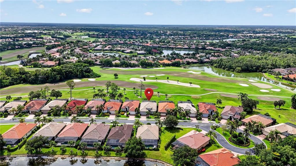 Aerial perspective showcasing the Prestwick Place community with abundant green spaces