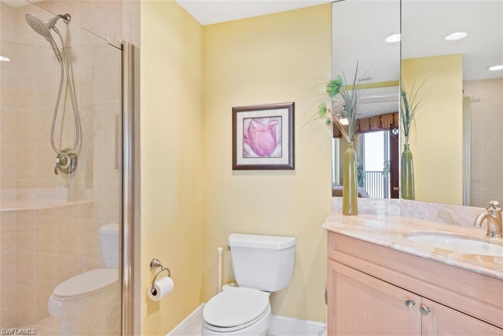 Marble guest bath with shower