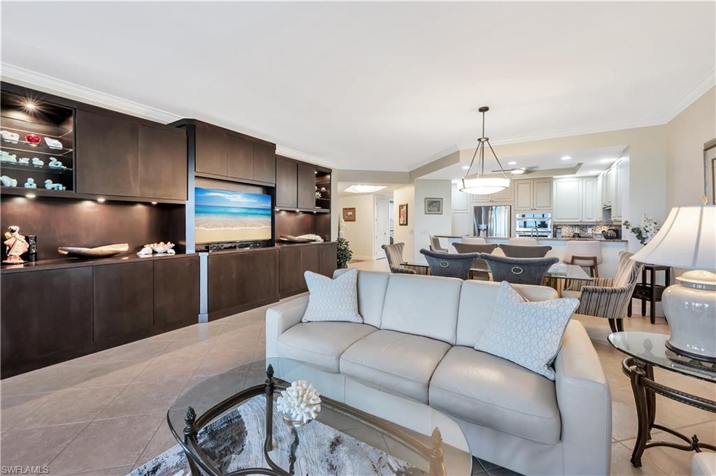 Modern wall unit with built-in fridge