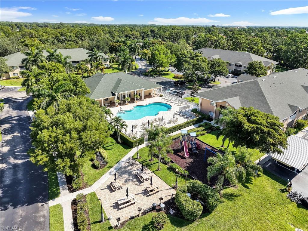 Aerial View of the Clubhouse, Pool,  & Amenities
