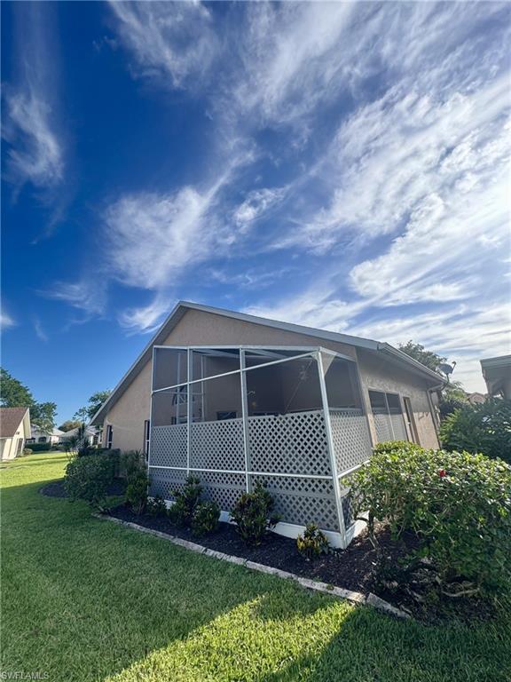 Back of lanai with lattice work for privacy