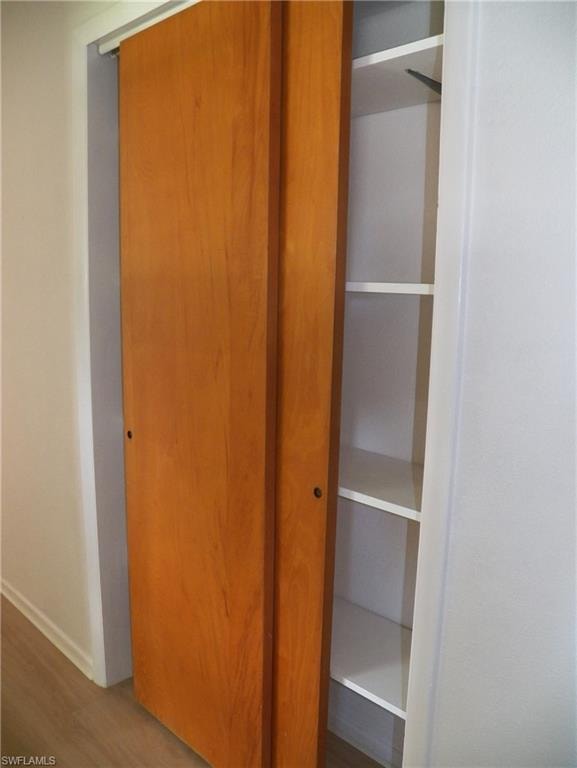 Hall closet with shelves