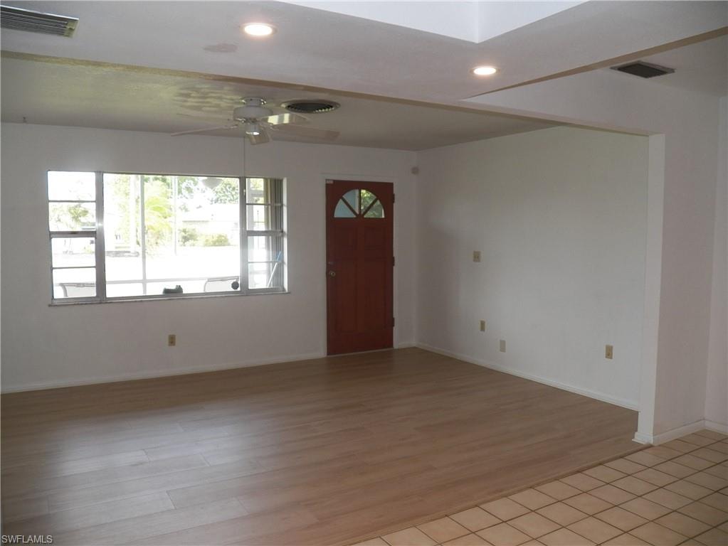 Front door and living room