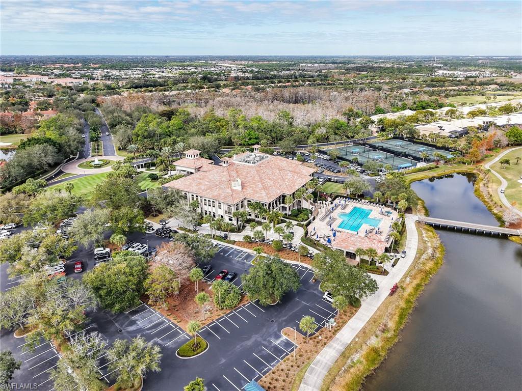 Aerial View of the Clubhouse, Pool, & Sports Courts