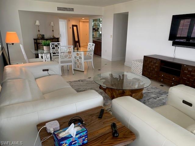 View of tiled living room