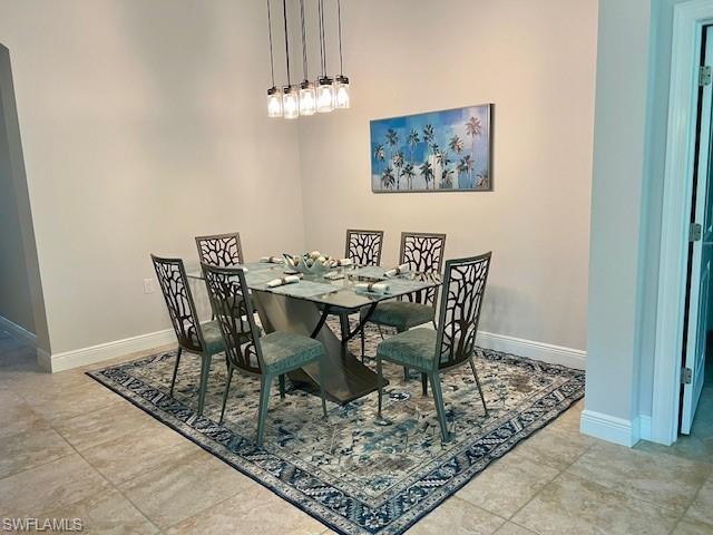 View of tiled dining space