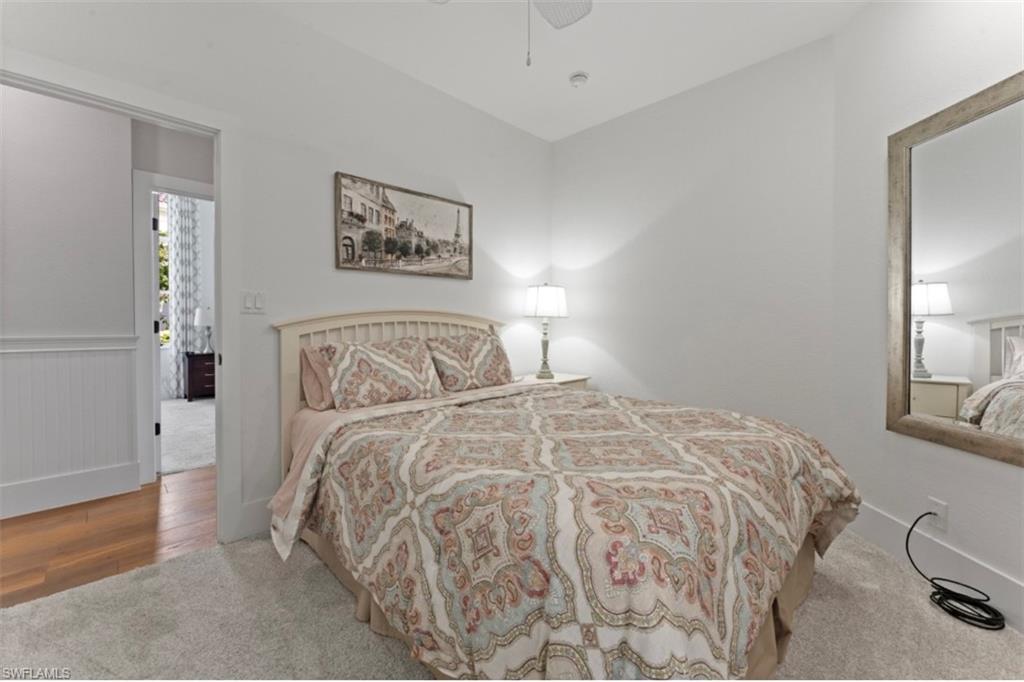 Bedroom featuring carpet floors and a ceiling fan