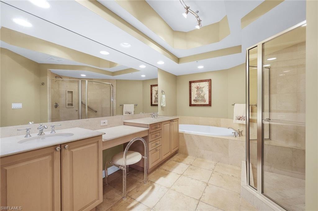 Plenty of room for two in the primary bathroom.