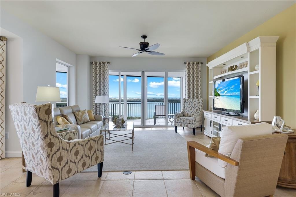 Open and airy great room overlooking the Estero Bay.