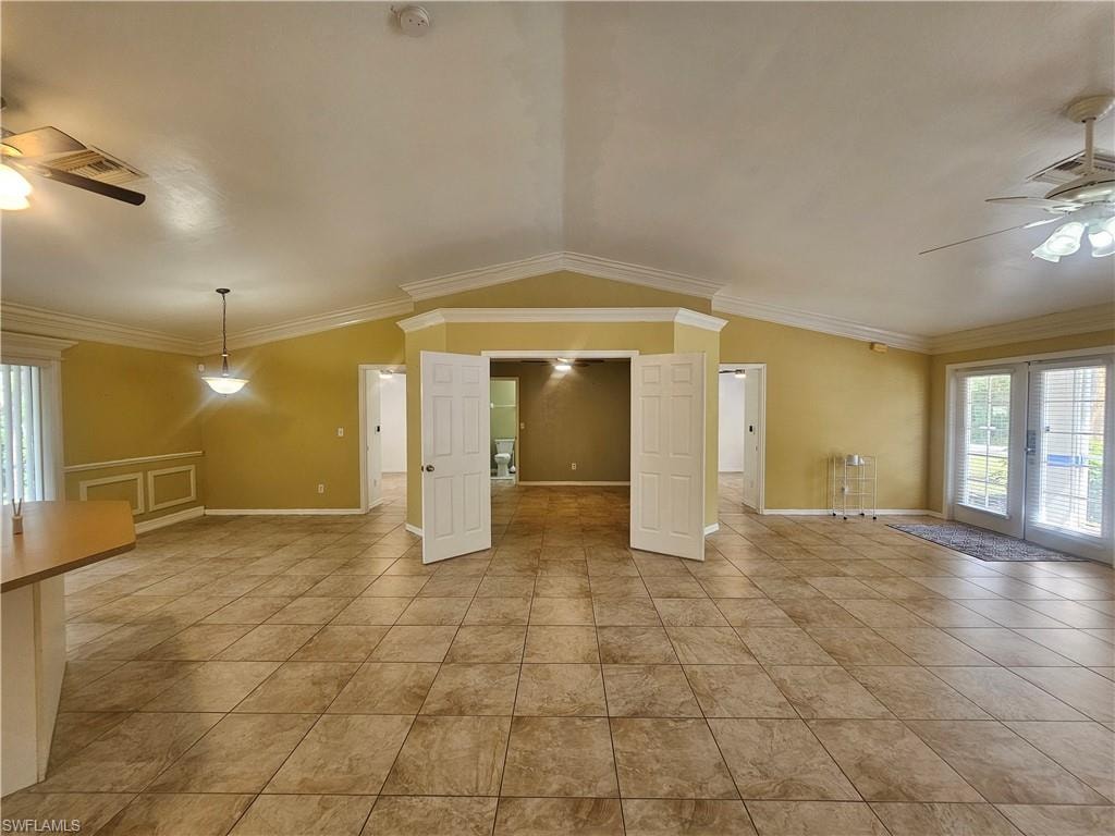 Spacious interior featuring tile flooring throughout