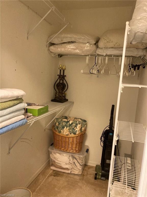 Walk in closet with carpet