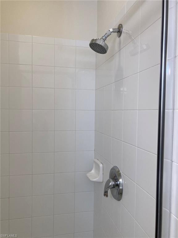 Bathroom view of tiled shower