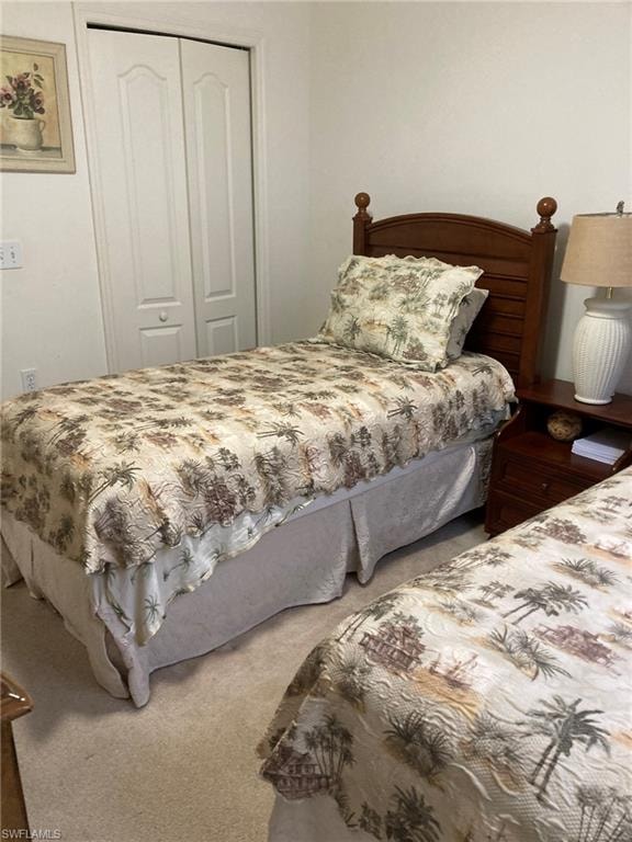 Bedroom featuring a closet and carpet