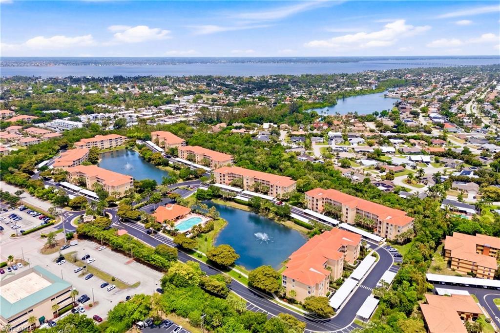 Scenic overhead view of the property and surrounding neighborhood, reflecting a quiet Florida lifestyle.