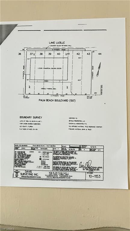 Boundary Survey. Illustrating the property's perimeter and existing structures
