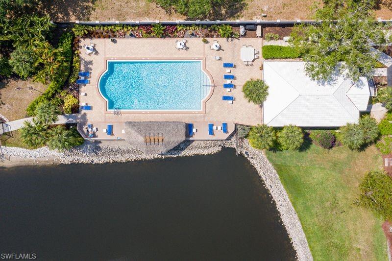 Aerial view of the community pool area.