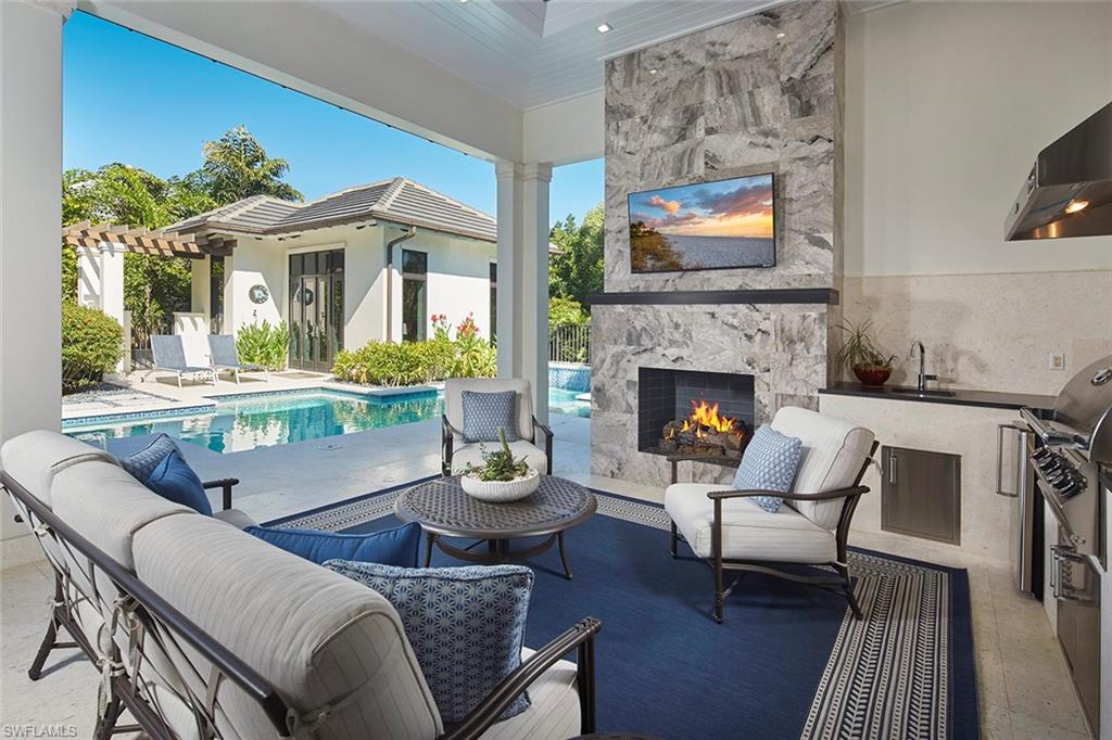 Outdoor Living with grilling station and propane fireplace