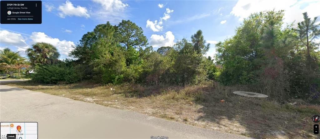 Corner lot featuring mature trees and shrubbery