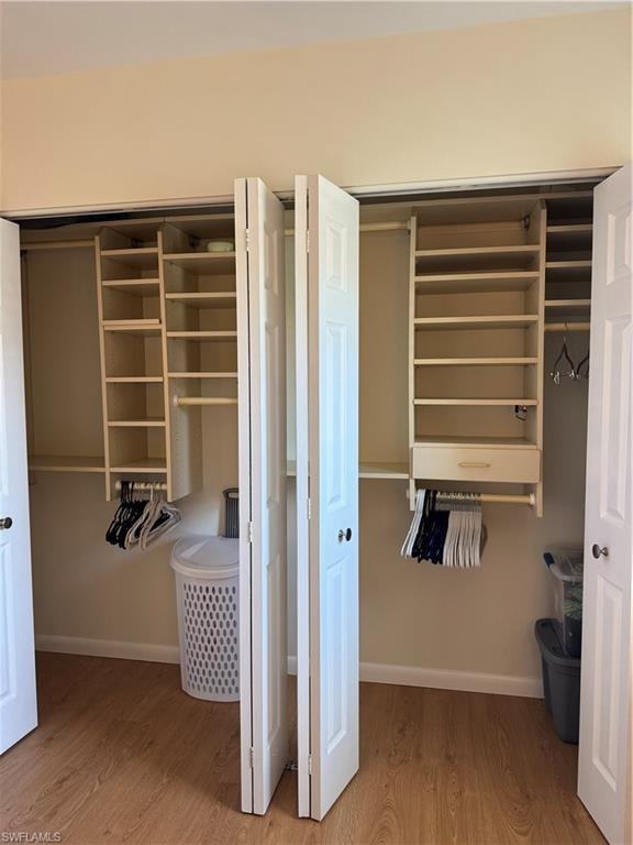 Full wall closet with plenty of storage